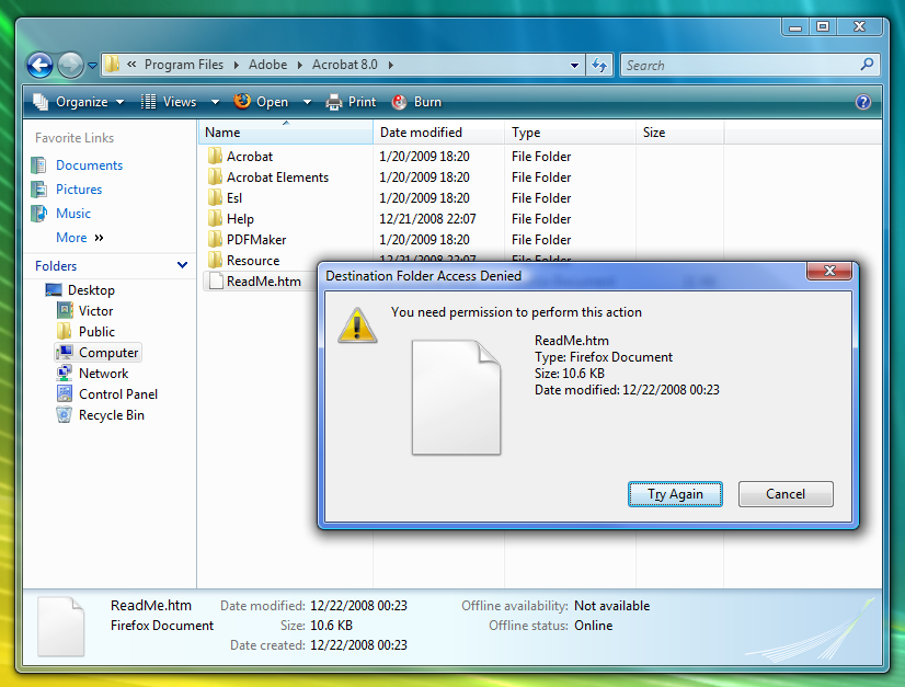 Vista you need permission to perform this action h ard forum